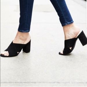 Cole Haan black suede mule slides